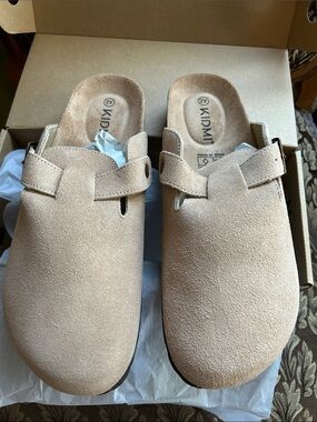 KIDMI Beige Suede Slip-On Clog Mules
